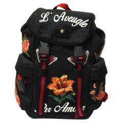 Gucci Black Canvas Backpack