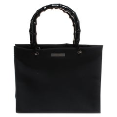 GUCCI Black Canvas Bamboo Tote