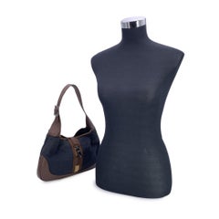 Gucci Borsa Hobo in tela nera e pelle marrone Jackie Handbag