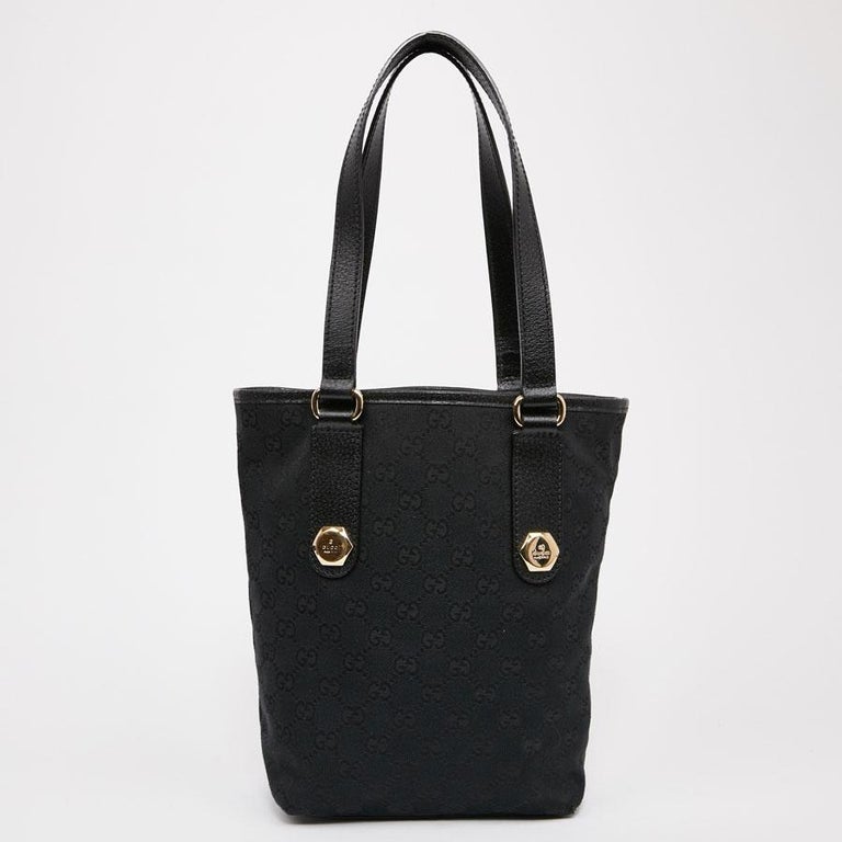 GUCCI Black Canvas Bucket Bag For Sale at 1stDibs | gucci bucket bag