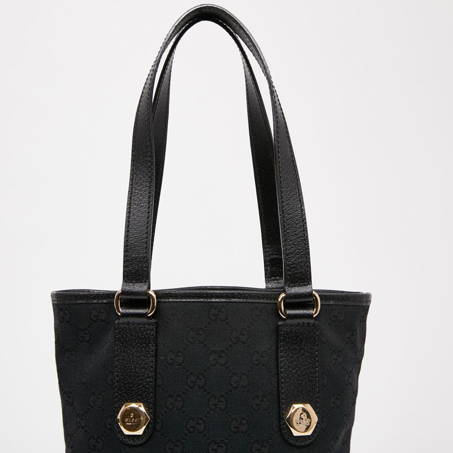 GUCCI Black Canvas Bucket Bag 1