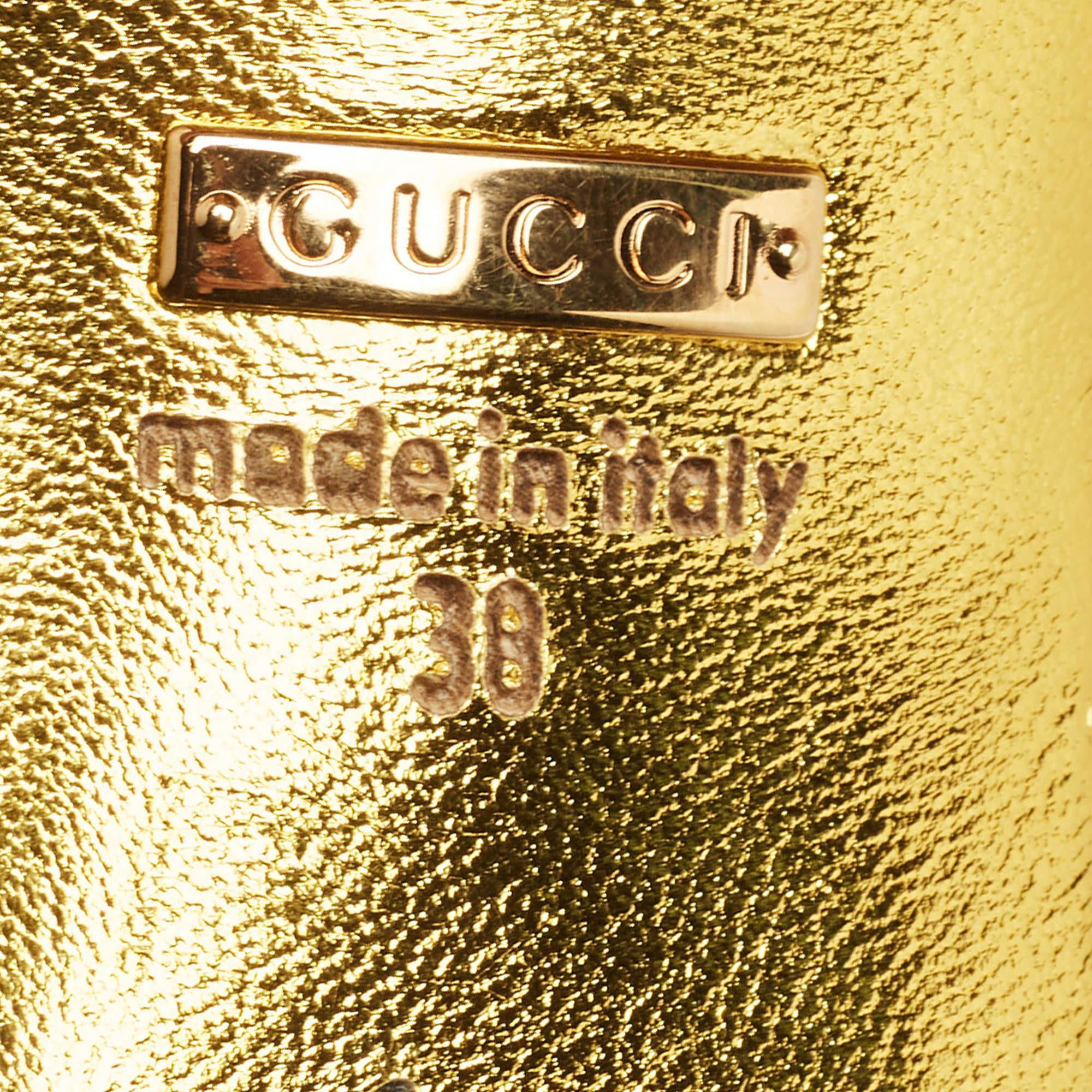 Gucci Unia Pantolettensandalen aus schwarzem Segeltuch mit Kristallverzierung Unia Größe 38 Damen im Angebot