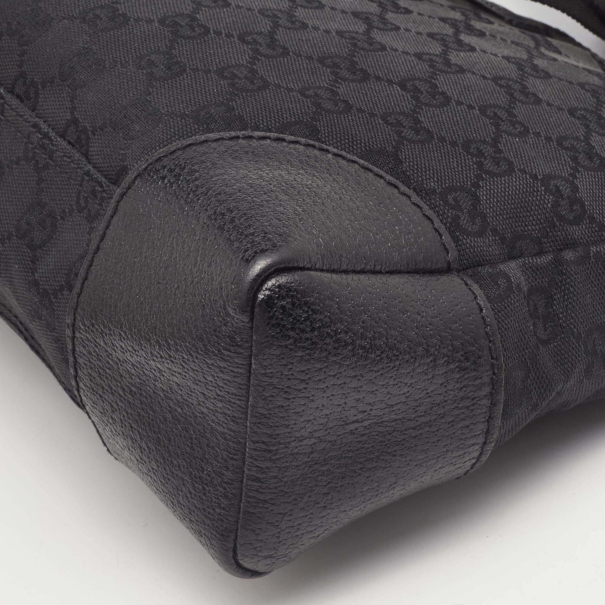 Gucci Black Canvas GG Logo Crossbody Messenger Bag 9