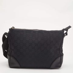 Gucci Lienzo Negro GG Logo Crossbody Messenger Bag