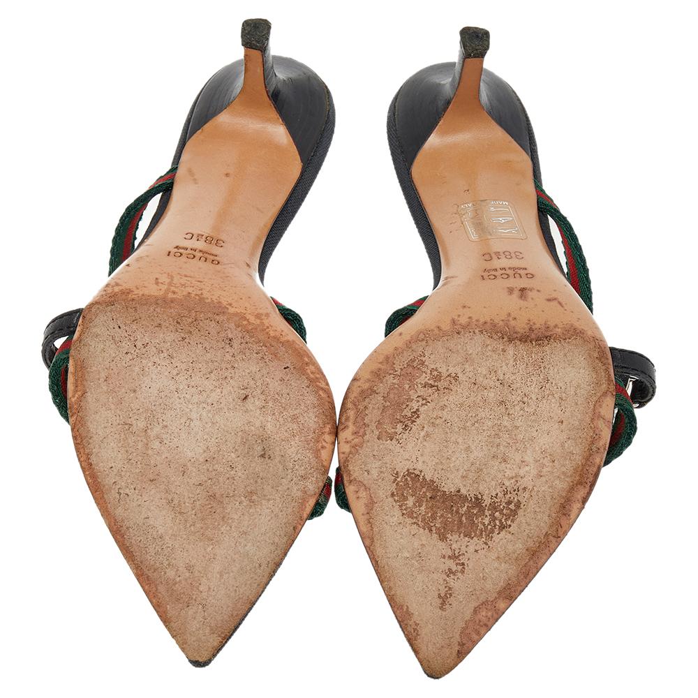 Gucci Black Canvas GG Logo Sandals Size 38.5 2