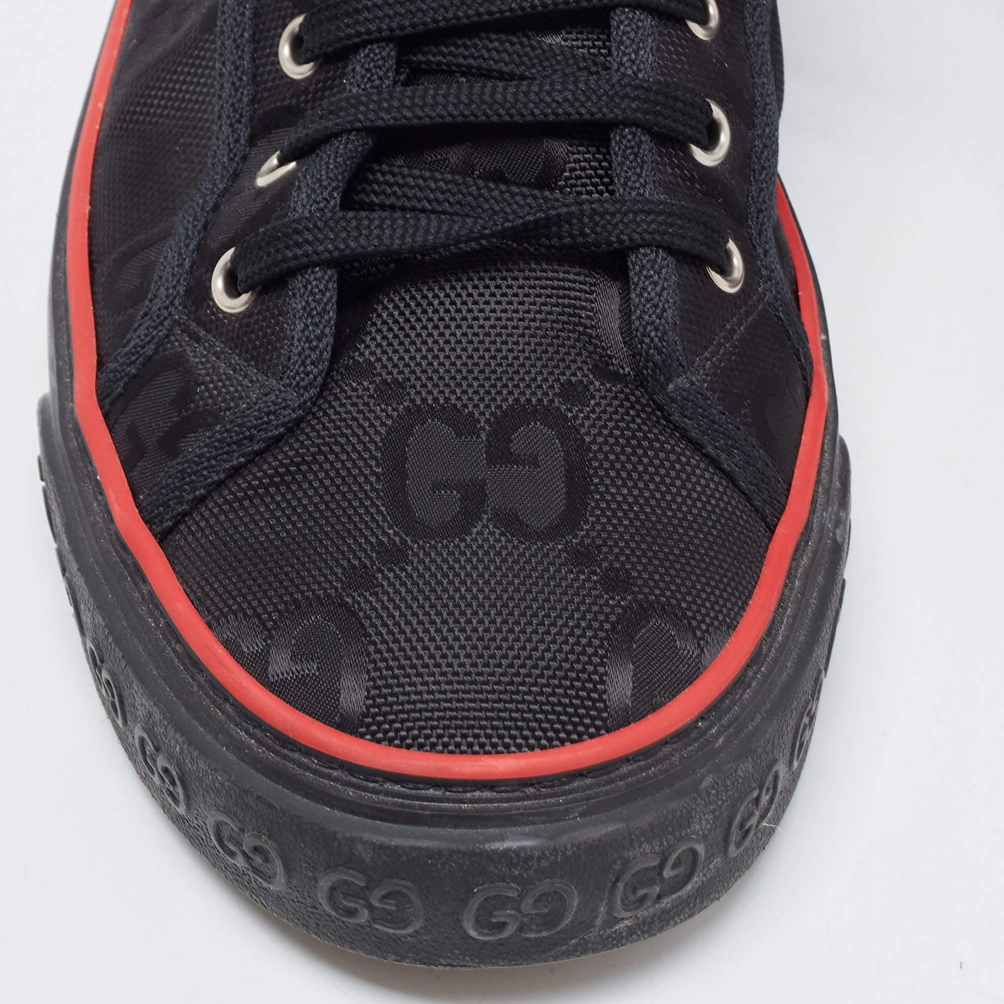 Gucci Black Canvas GG Web Low Top Sneakers Size 46 2