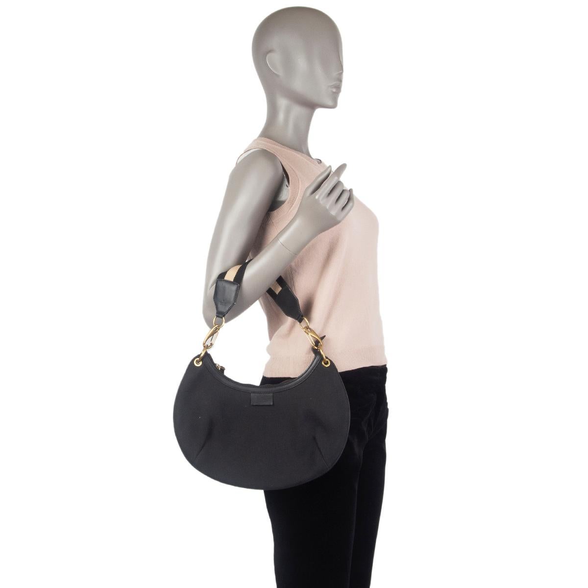 Women's GUCCI black canvas HALF MOON CRESCENT Shoulder Bag