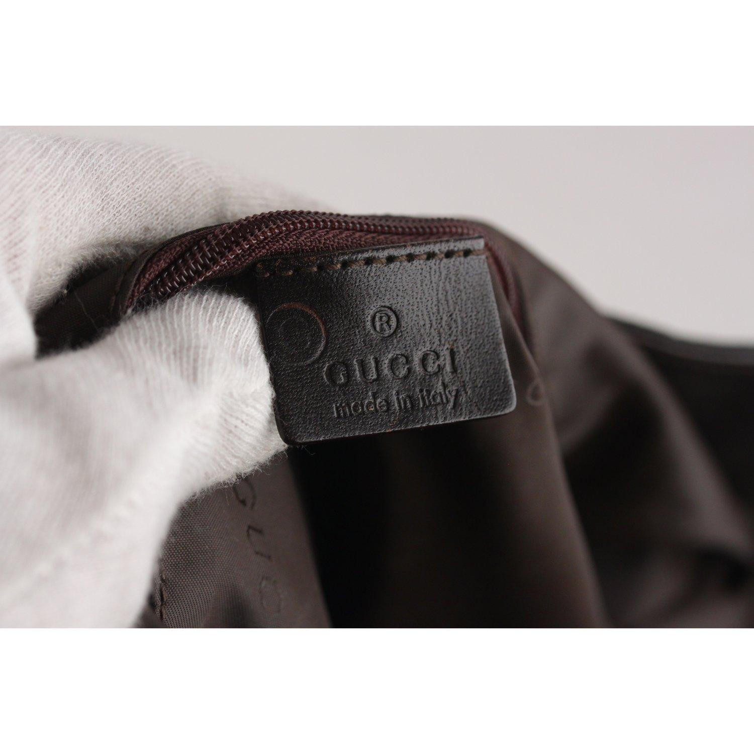 Gucci Black Canvas Hobo Shoulder Bag Tote Bamboo Handle 8