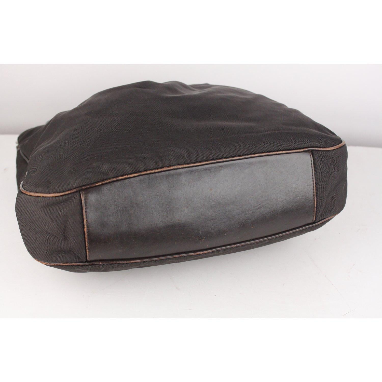Gucci Black Canvas Hobo Shoulder Bag Tote Bamboo Handle 1