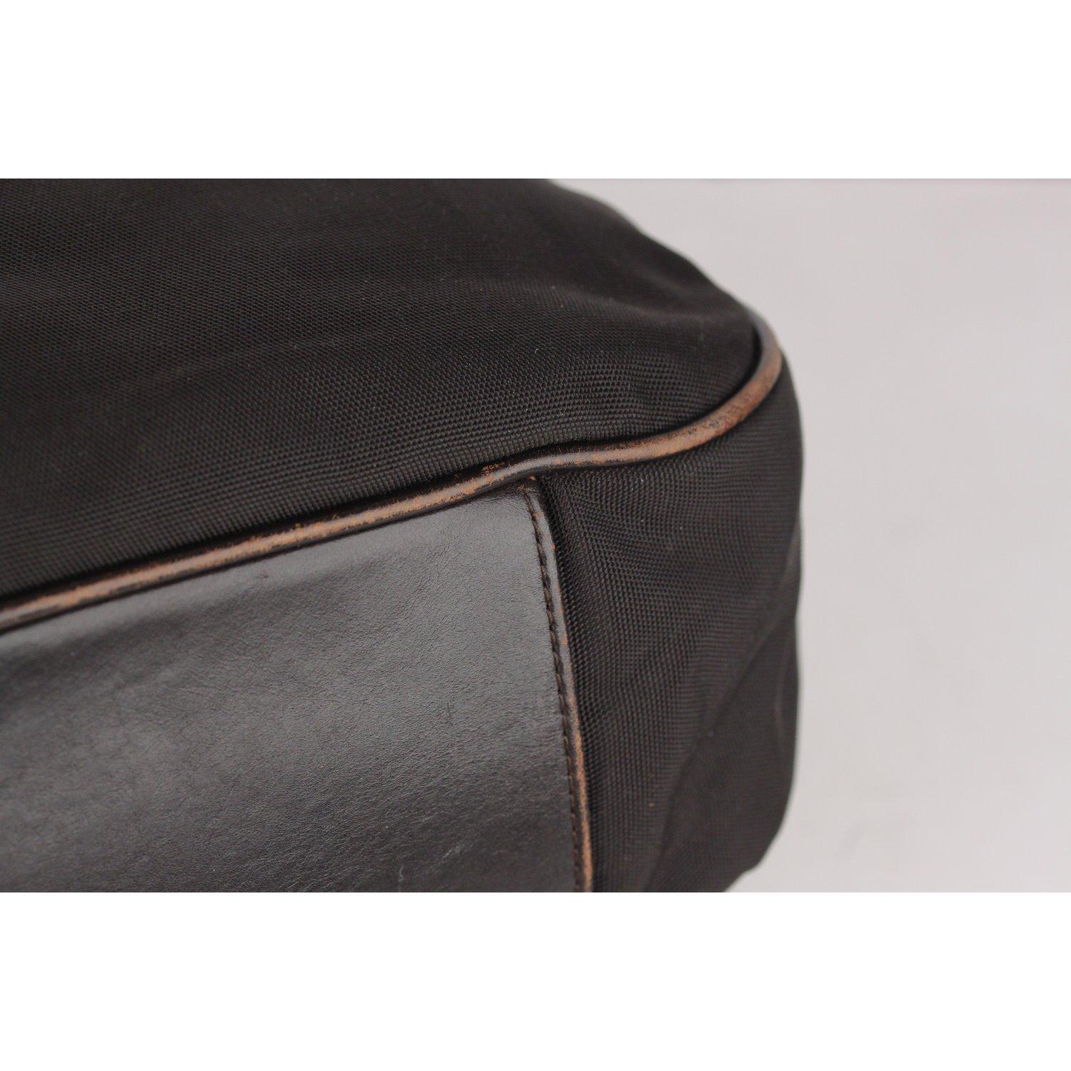 Gucci Black Canvas Hobo Shoulder Bag Tote Bamboo Handle 2