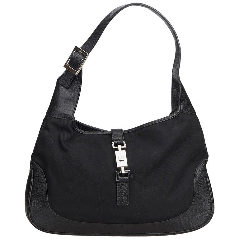 Gucci Black Canvas Jackie Shoulder Bag For Sale at 1stdibs
