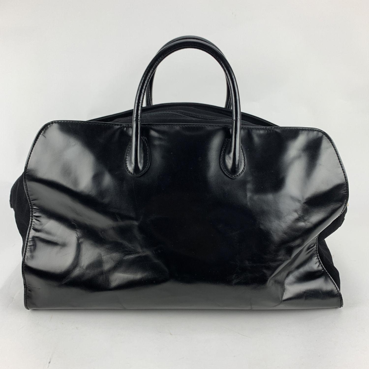 Gucci Black Canvas Leather Weekender Travel Duffle Duffel Bag 3