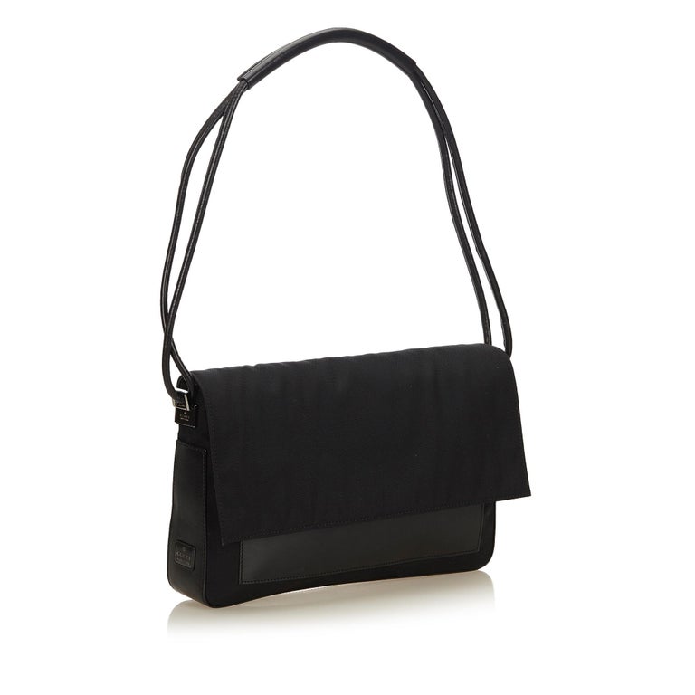 Gucci Black Canvas Shoulder Bag For Sale at 1stdibs