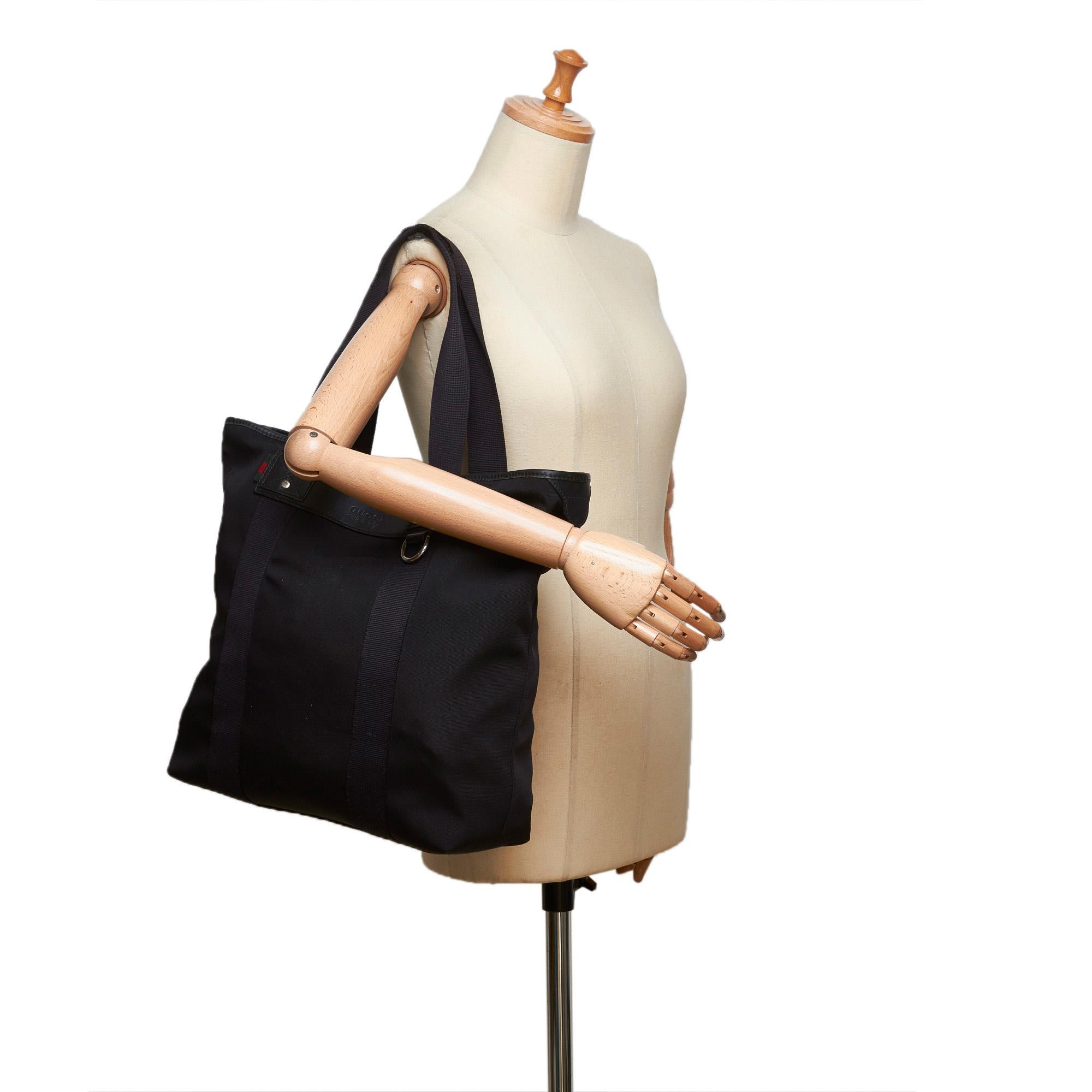 Gucci Black Canvas Tote Bag For Sale 7