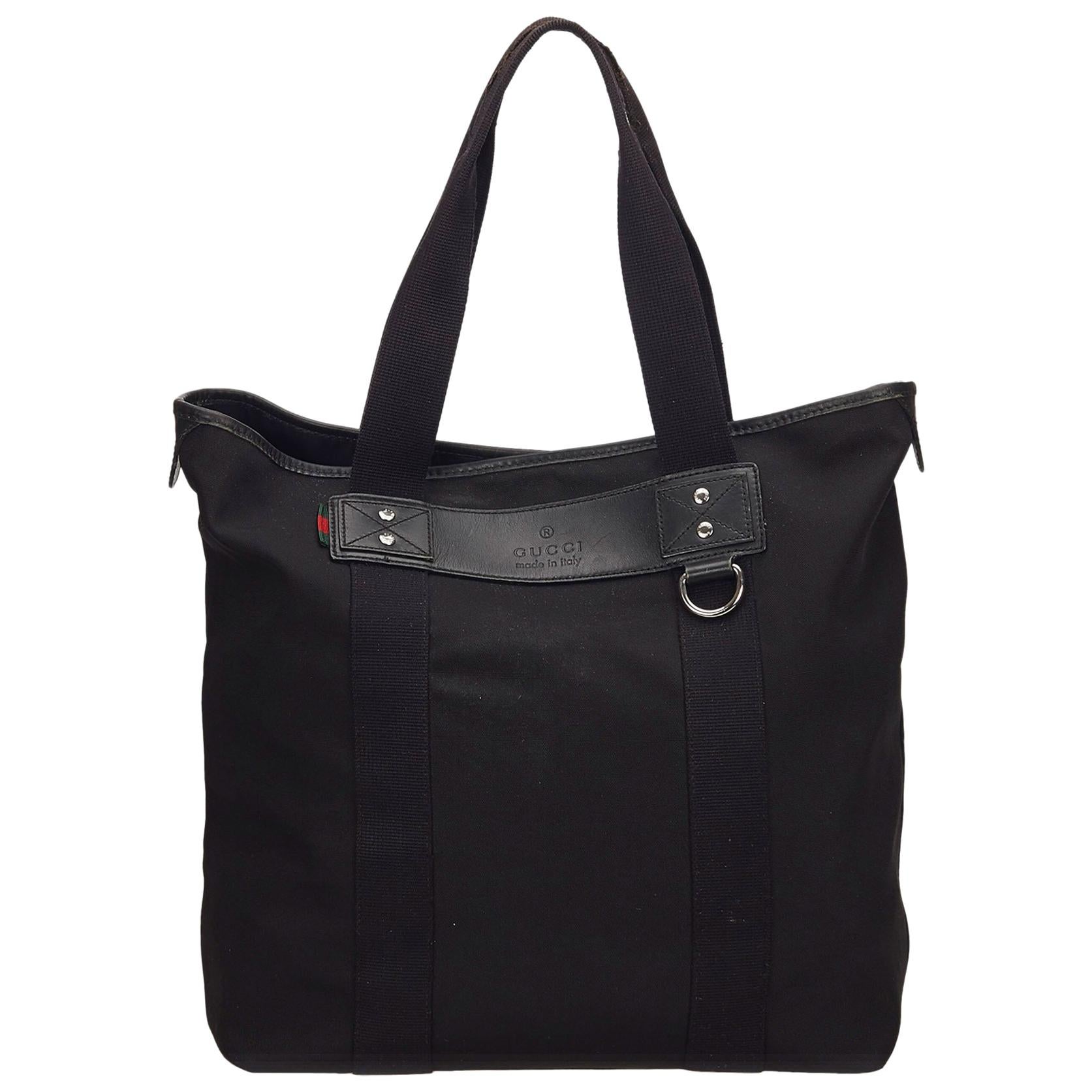 Gucci Black Canvas Tote Bag For Sale