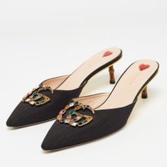 Gucci Black Canvas Unia Mules Size 39