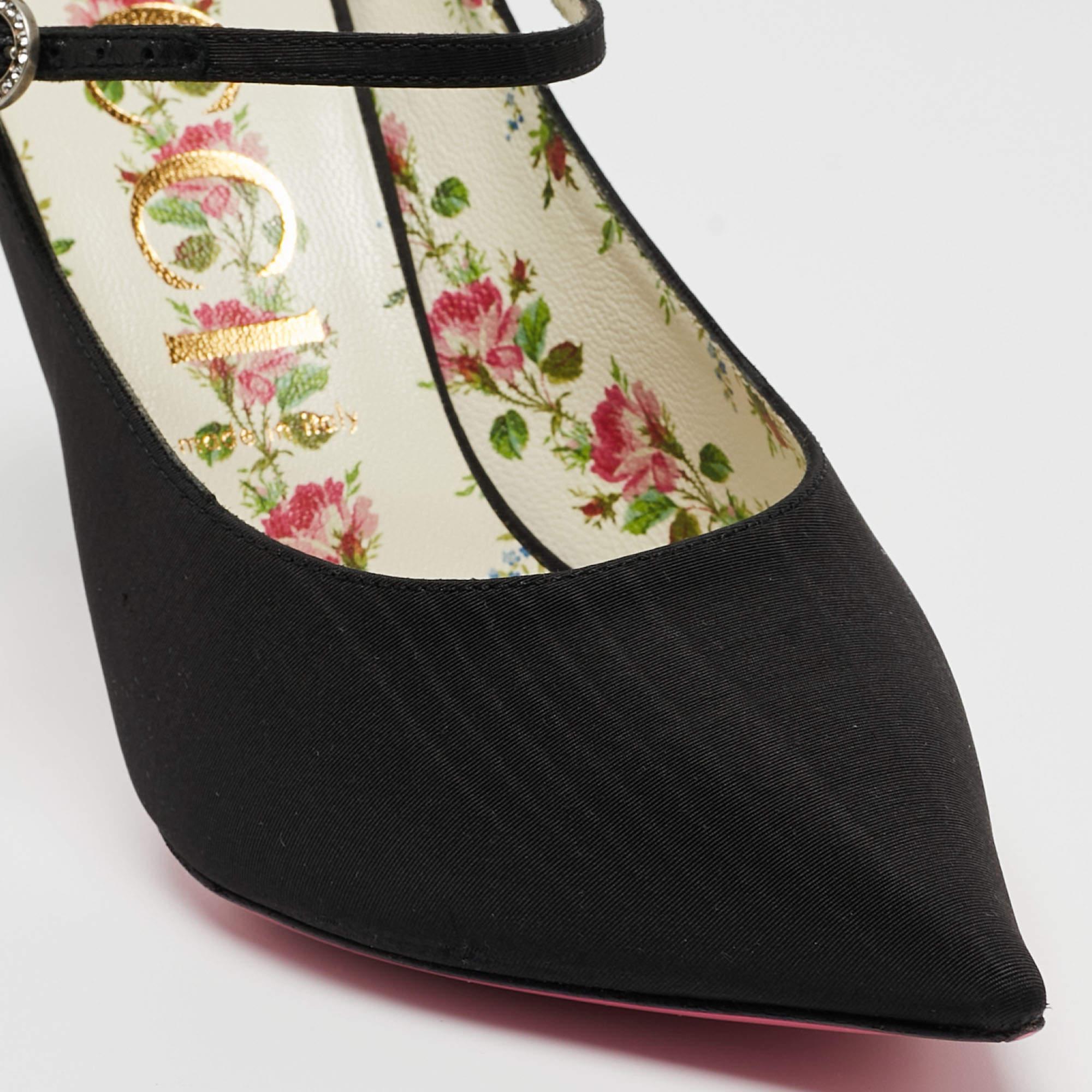Gucci Black Canvas Virginia Mary Jane Pumps Size 40 1