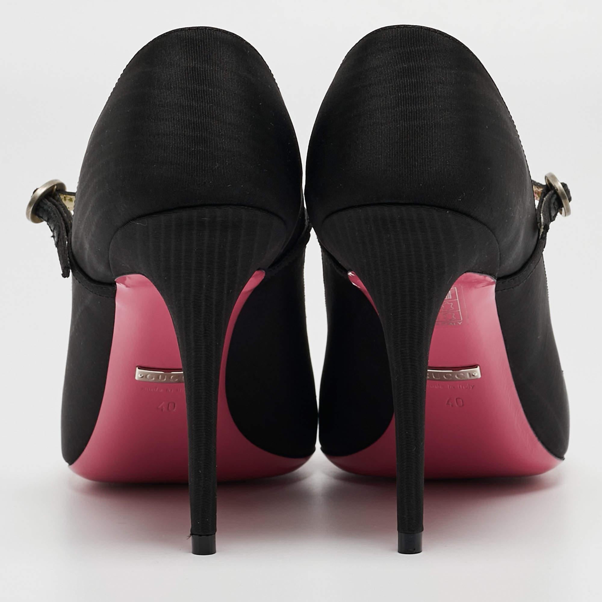 Gucci Black Canvas Virginia Mary Jane Pumps Size 40 2