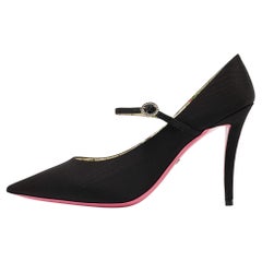 Gucci Black Canvas Virginia Mary Jane Pumps Size 40