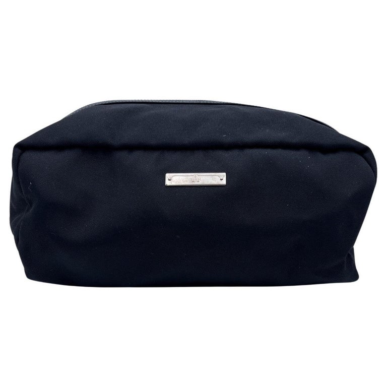 Gucci Black Canvas Zip Cosmetic Toiletry Wash Bag Clutch Pouch For Sale at 1stDibs