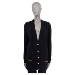 GUCCI black cashmere 2021 CHAIN DETAIL LONG Cardigan Sweater S