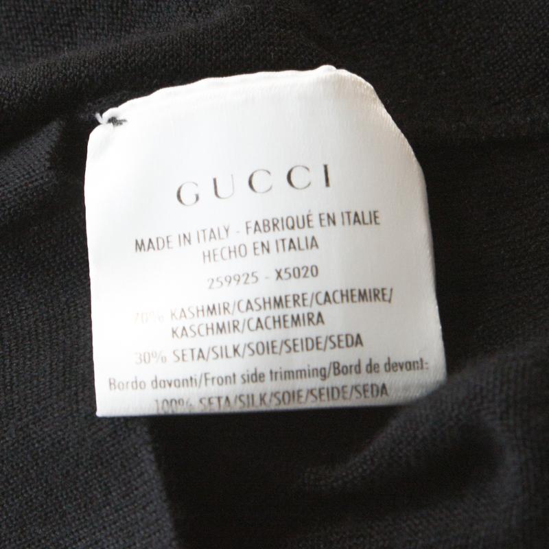 Women's Gucci Black Cashmere and Silk Double Breasted Draped Cardigan M