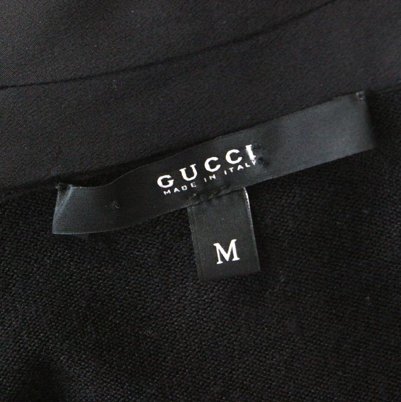 Gucci Black Cashmere and Silk Double Breasted Draped Cardigan M 1