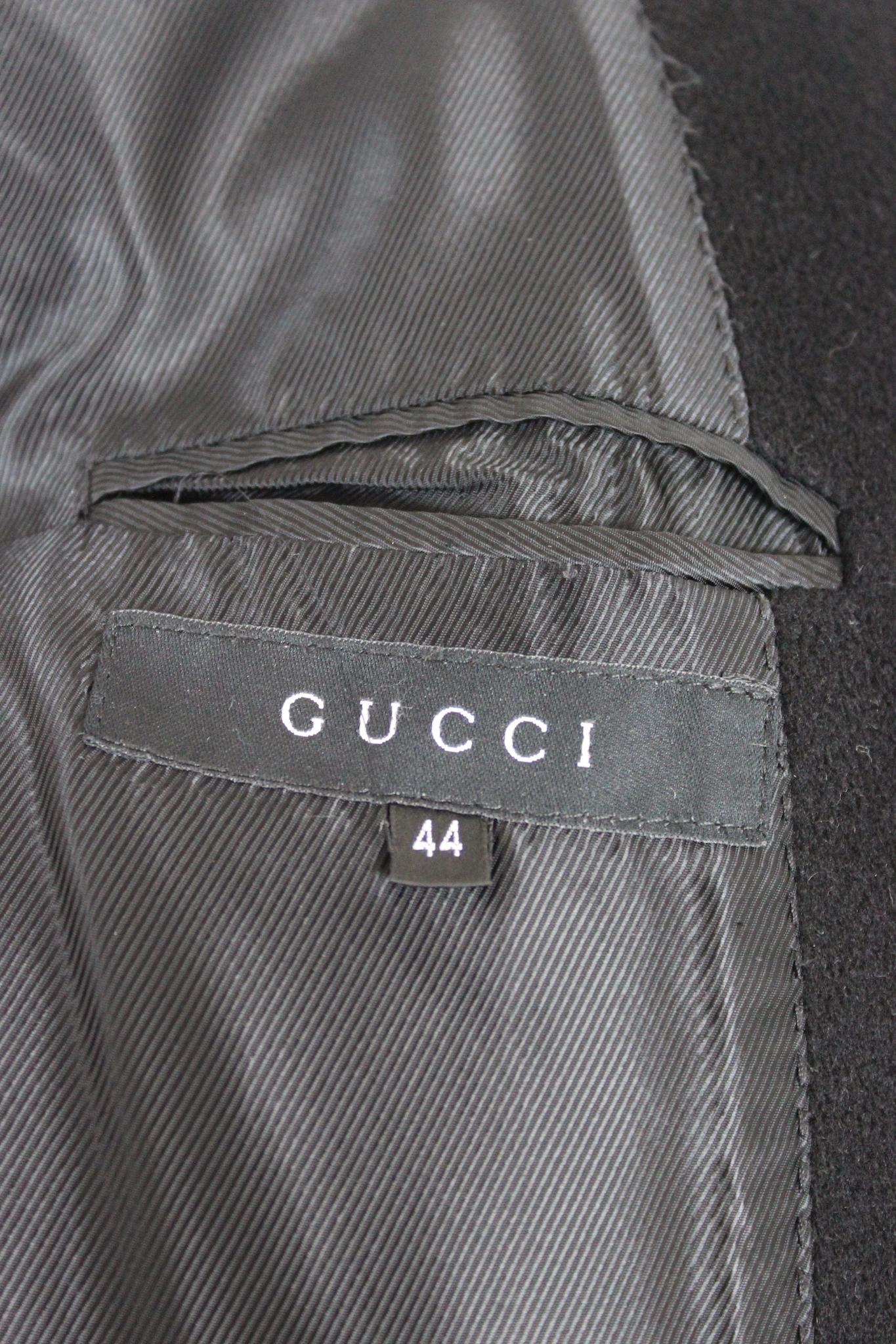 Gucci Black Cashmere Long Coat 2000s 2