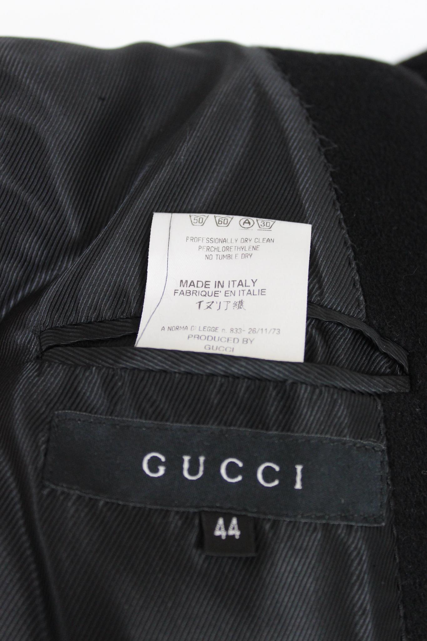 Gucci Black Cashmere Long Coat 2000s 3