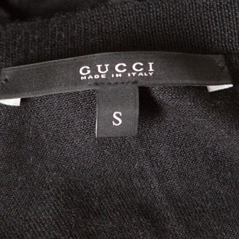 Women's Gucci Black Cashmere Silk Knit V Neck Sweater S