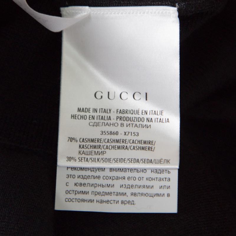 Gucci Black Cashmere Silk Knit V Neck Sweater S 1