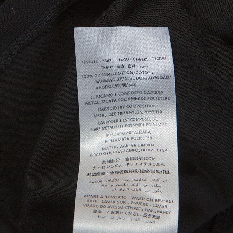 Gucci Black Cat Print Sequin Detail Guccification T-Shirt XS In Good Condition In Dubai, Al Qouz 2