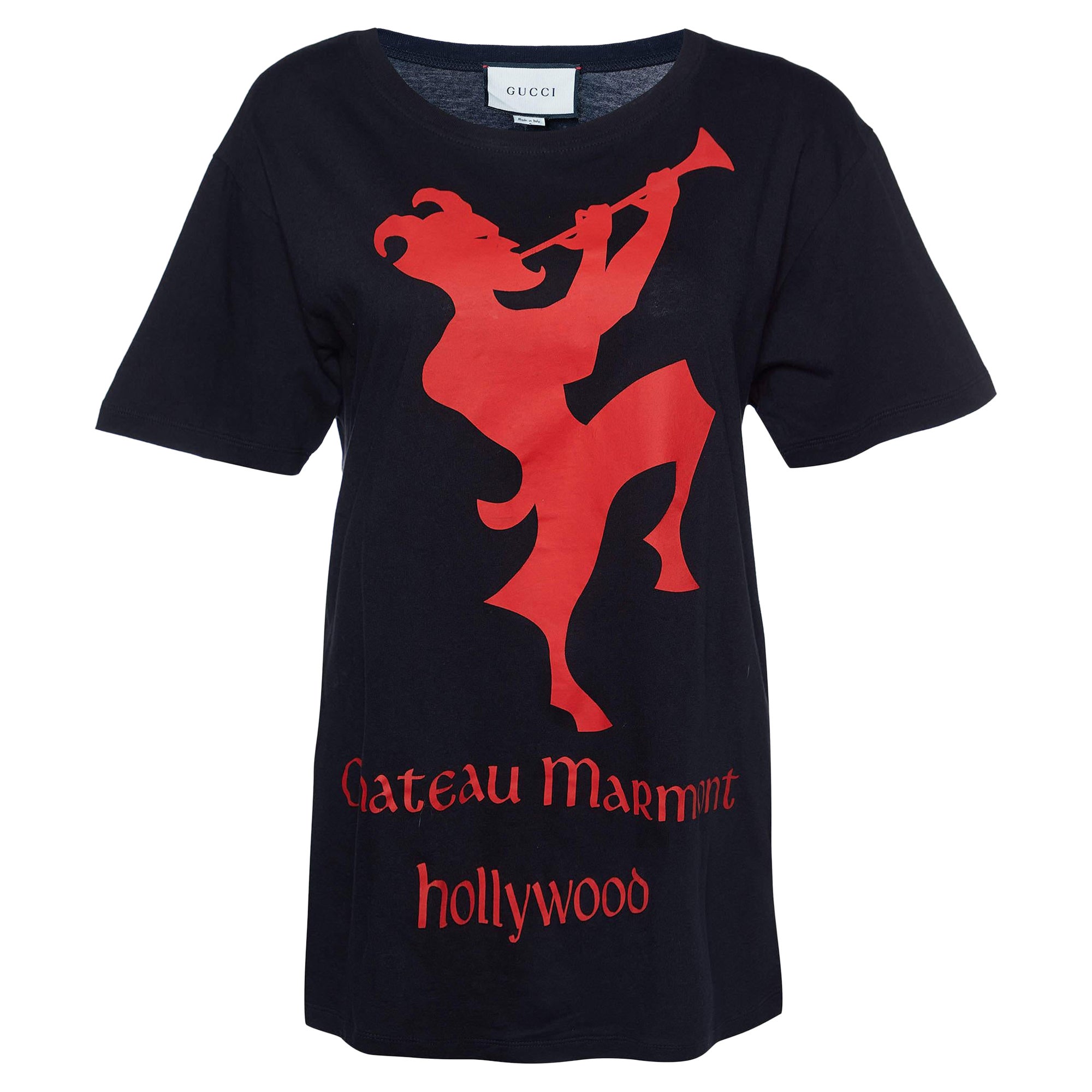Gucci Black Chateau Marmont Print Cotton Oversized T-Shirt S