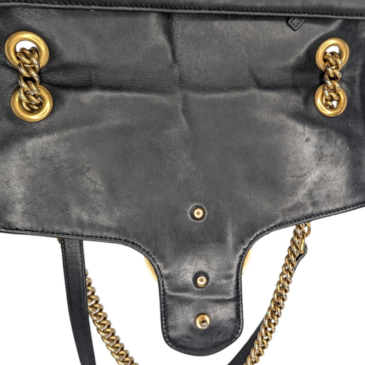 Gucci Black Chevron Quilted GG Marmont Medium Shoulder Bag 3