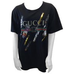 Gucci Black Classic Stripe T-Shirt with Sequin