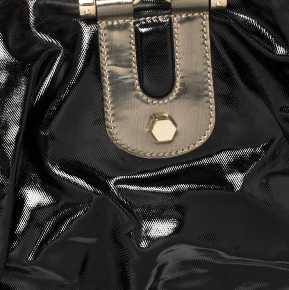 Gucci Black Coated Canvas and Leather Dialux Pop Bamboo Satchel For Sale 3