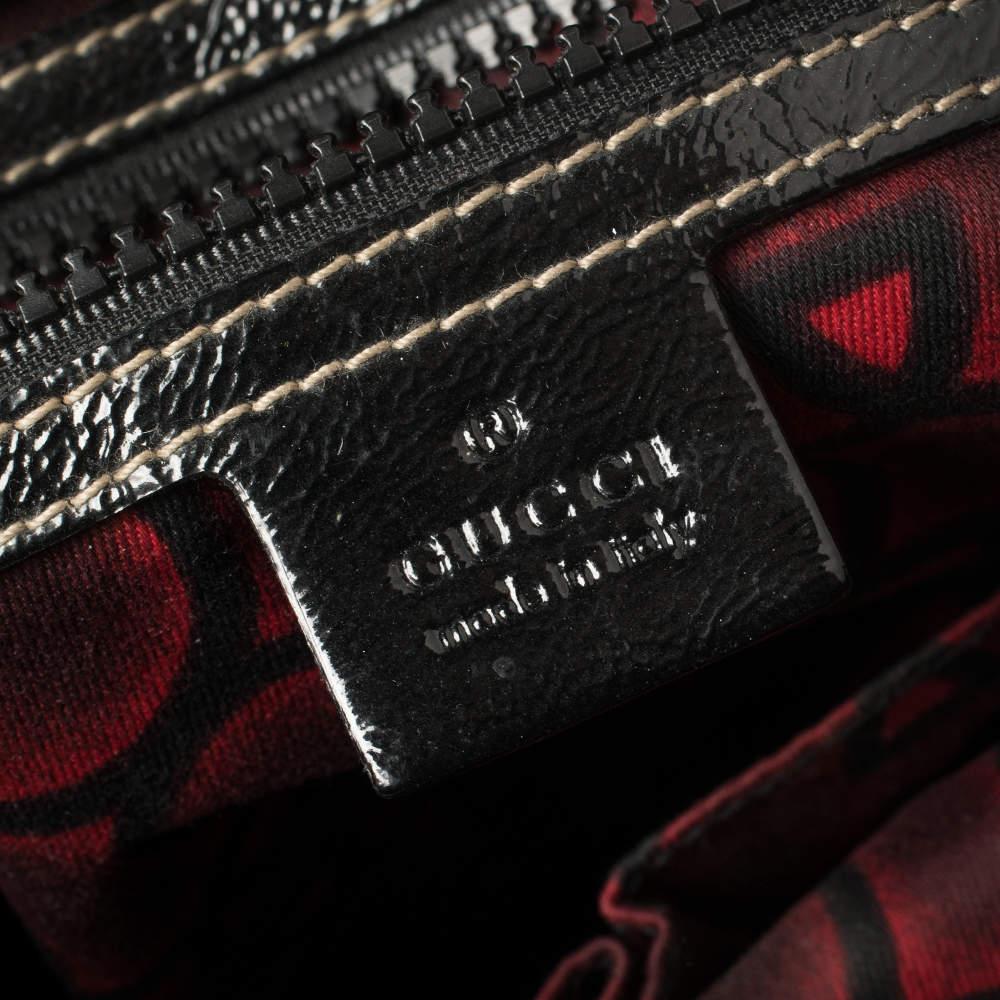 Gucci Boston Tasche aus schwarz beschichtetem Segeltuch und Leder Dialux Snow Glam im Angebot 7