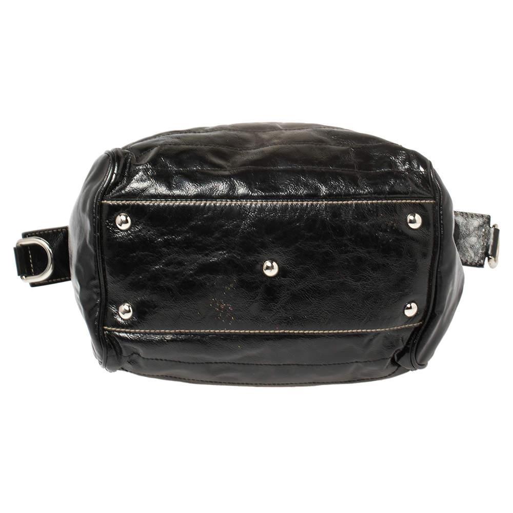 Gucci Black Coated Canvas and Leather Dialux Snow Glam Boston Bag en vente 3