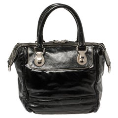 Gucci Black Coated Canvas and Leather Dialux Snow Glam Boston Bag