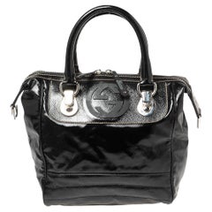 Gucci Black Coated Canvas and Leather Dialux Snow Glam Boston Bag