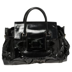 Gucci Black Coated Canvas and Leather Large Queen Satchel