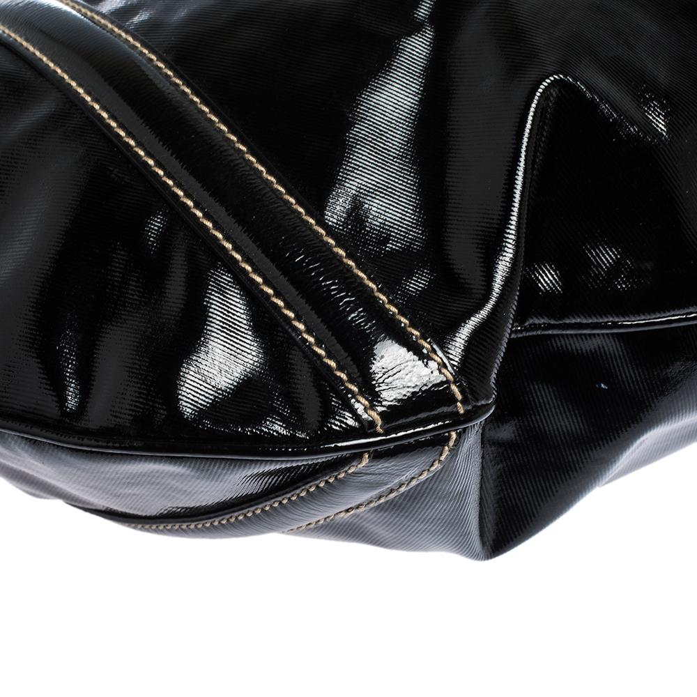 Gucci Black Coated Canvas and Patent Leather Dialux Britt Hobo 7