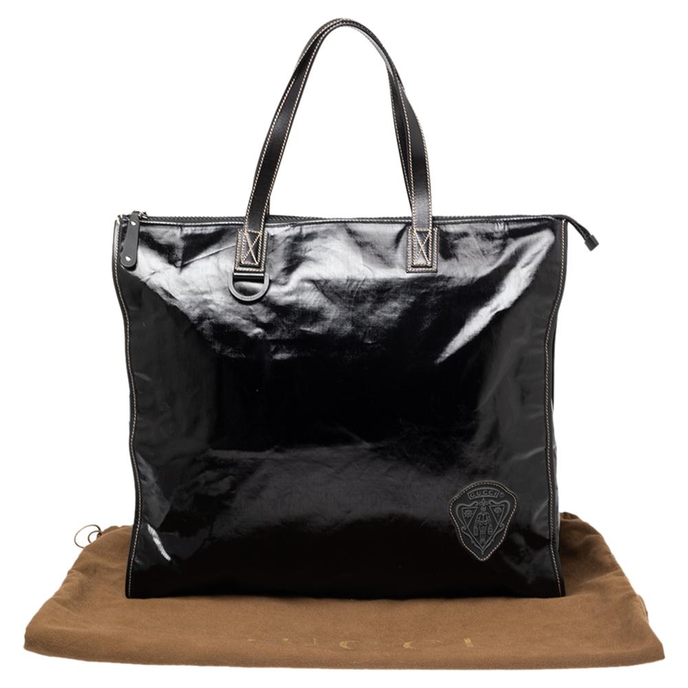 Gucci Black Coated Canvas Crest Embellished Tote 9