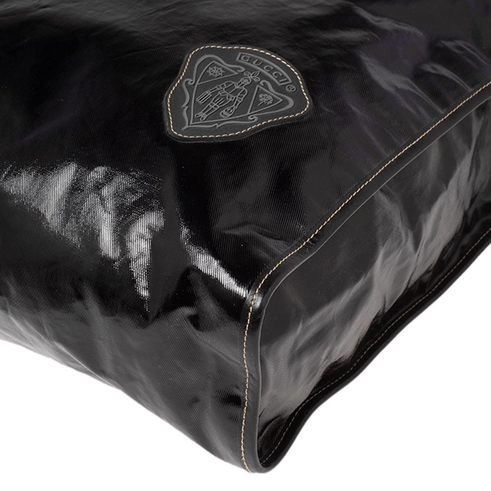 Gucci Black Coated Canvas Crest Embellished Tote 2