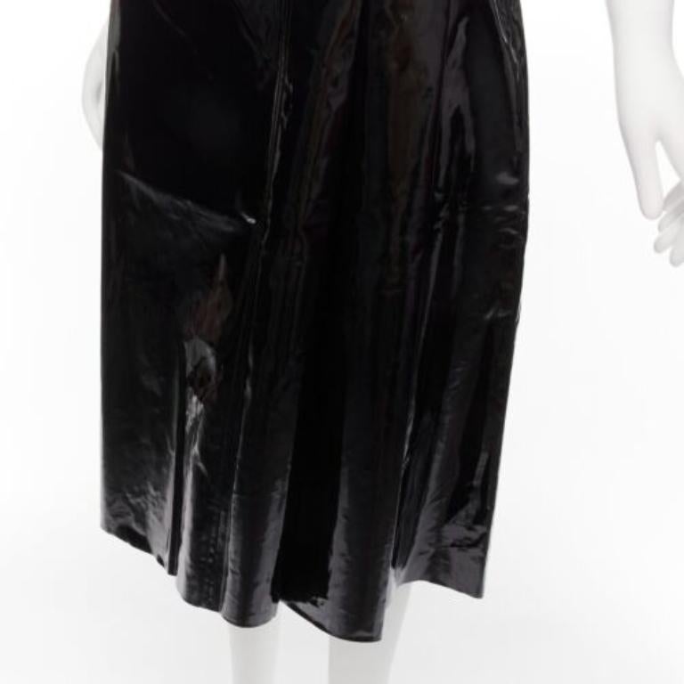 GUCCI black coated cotton vinyl silver buckle punk kilt pleated skirt IT38 XS For Sale 2