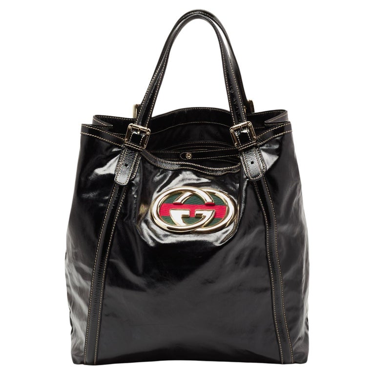 Gucci Black Coated Fabric Large Dialux Britt Tote For Sale at 1stDibs