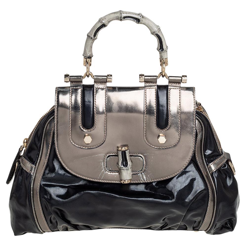 black patent designer handbag