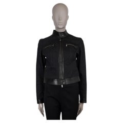 GUCCI schwarz Baumwolle 2000 LEATHER TRIM GG DENIM Jacke S