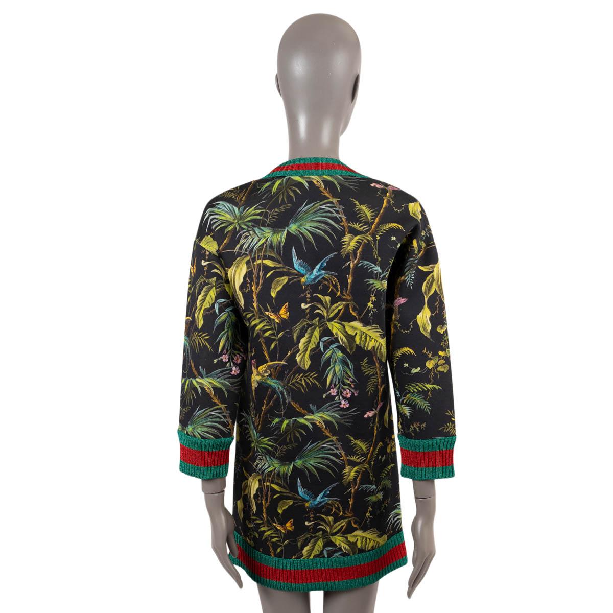 GUCCI black cotton 2016 JUNGLE PRINT WEB TRIM KNIT Dress S In Excellent Condition In Zürich, CH