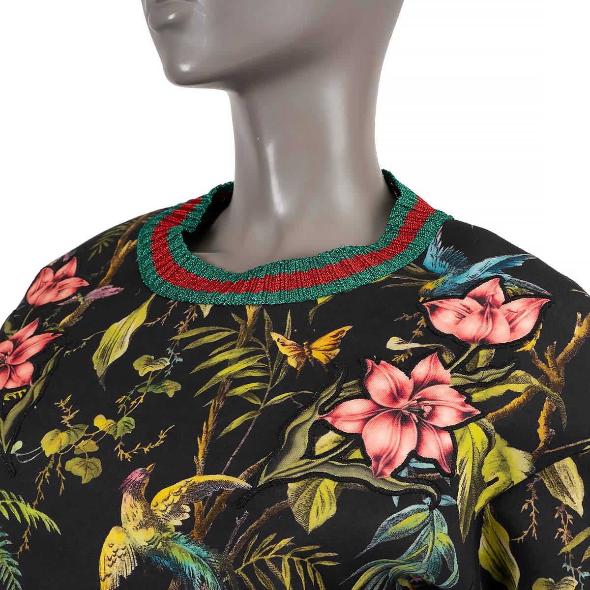 GUCCI black cotton 2016 JUNGLE PRINT WEB TRIM KNIT Dress S 1